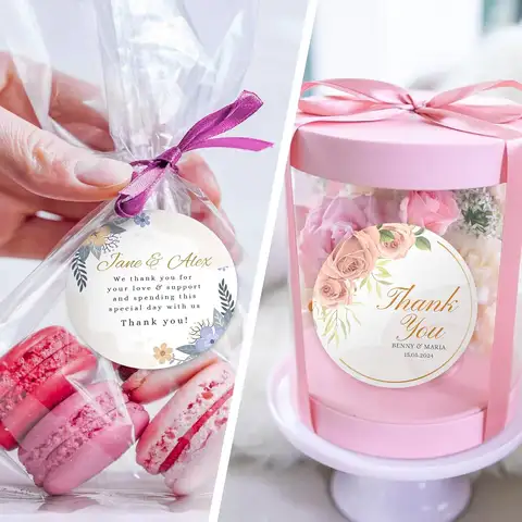 Anpassade klistermärken Vattentäta personliga klistermärken Runda etiketter med anpassad logotyp för bröllop, födelsedagsfest, företagslogotyp, presentförpackningar 10 best sales sjukaste klistermärke - №4