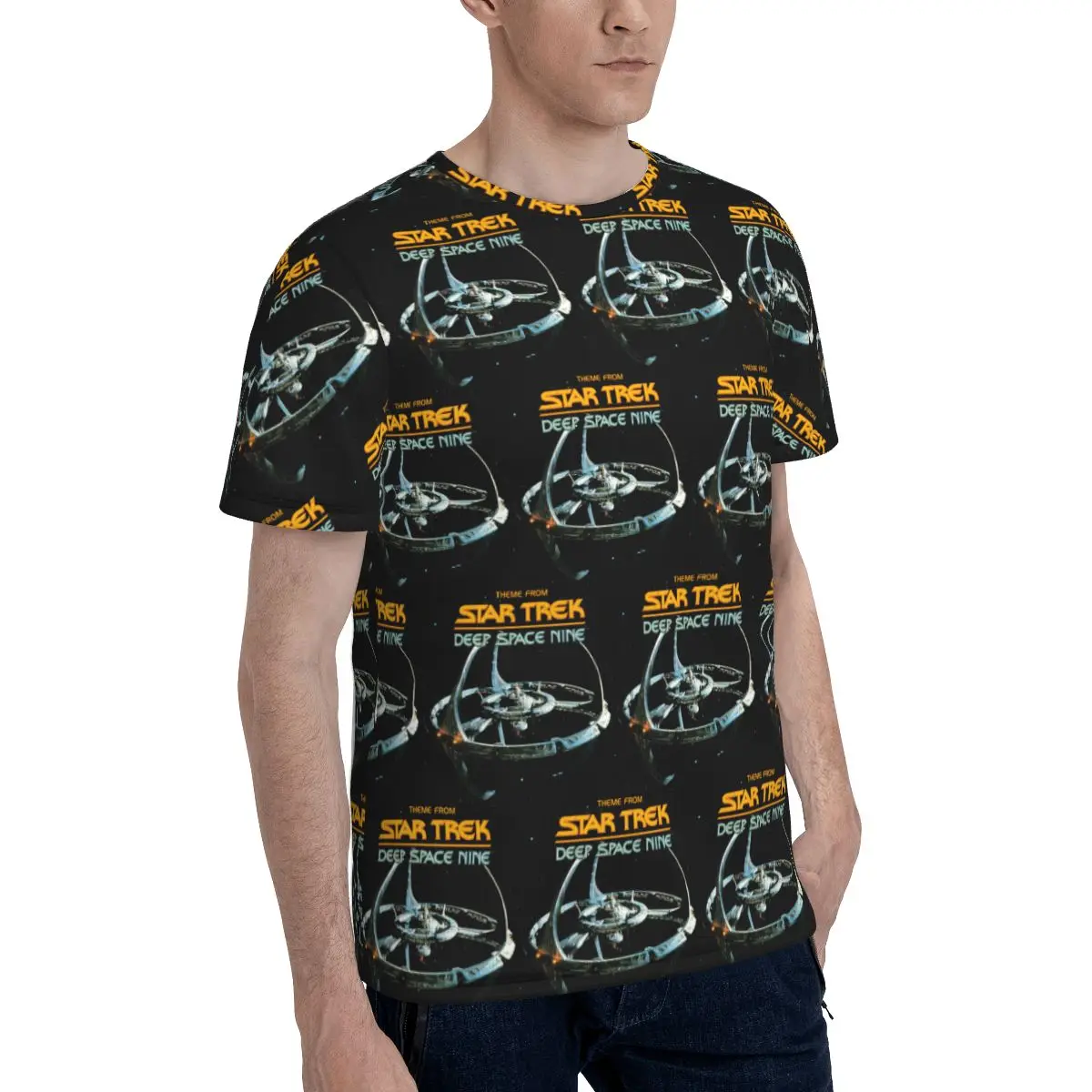 Stars Treks Deep Space Nine Space Station T-Shirt for Men Cotton T Shirts Men's Short Sleeve O-Neck Summer Clothes Tops
