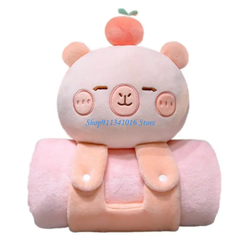  Multifunctional Plush Doll Pillow 2 in 1 Hand Warmer Quilts for Office Naping Air Conditioning Blanket Folding Pillow