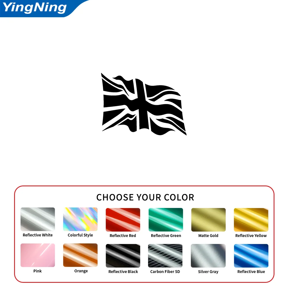 Waving Union Jack Reflective Car Sticker British UK Flag Vinyl Decal Car Window Bumper Self Adhesive Great Britain Vehicle Decor