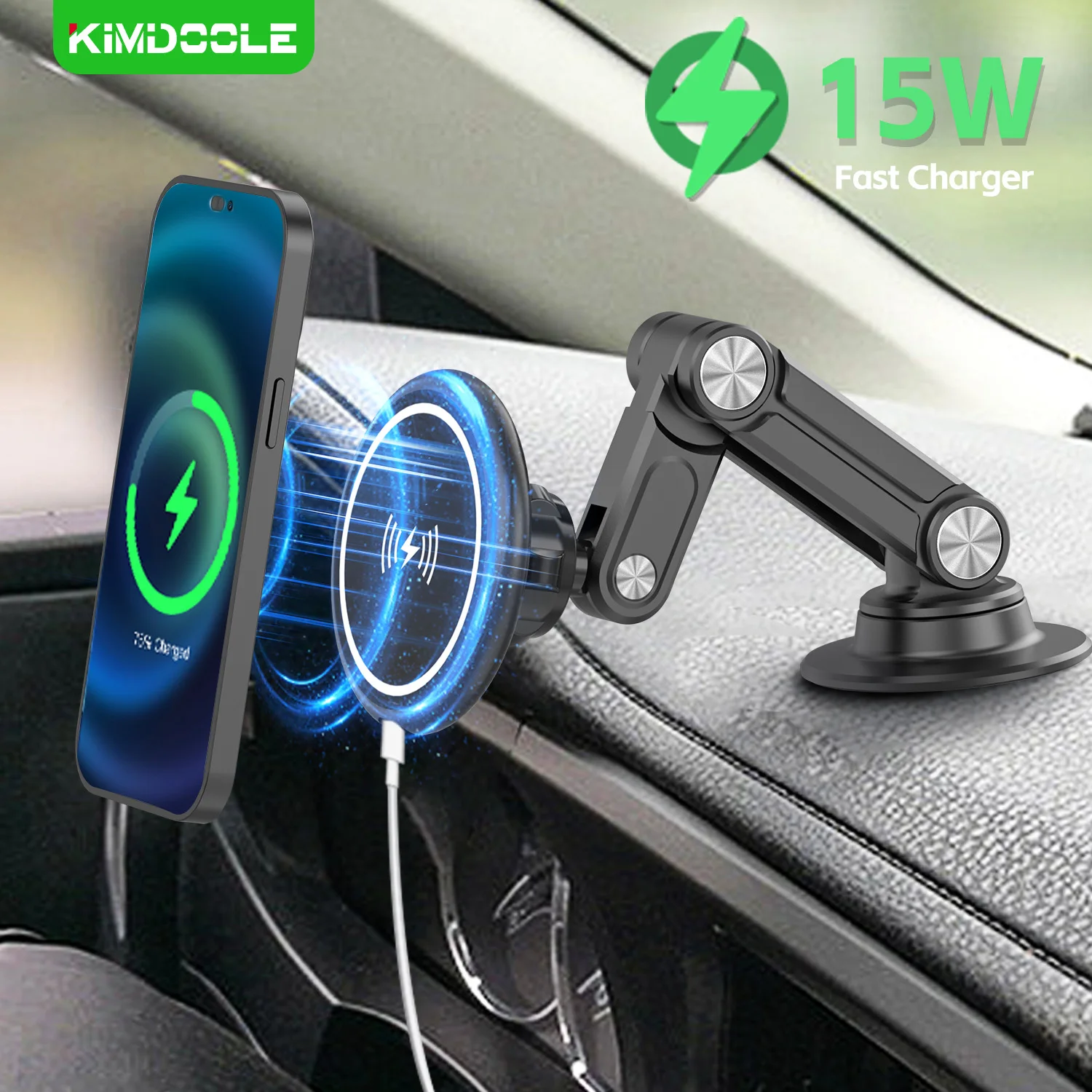 15W Magnetic Wireless Car Phone Holder Charger Mount Adsorbable Phone For iPhone Xiaomi Adsorption Fast Wireless Charging