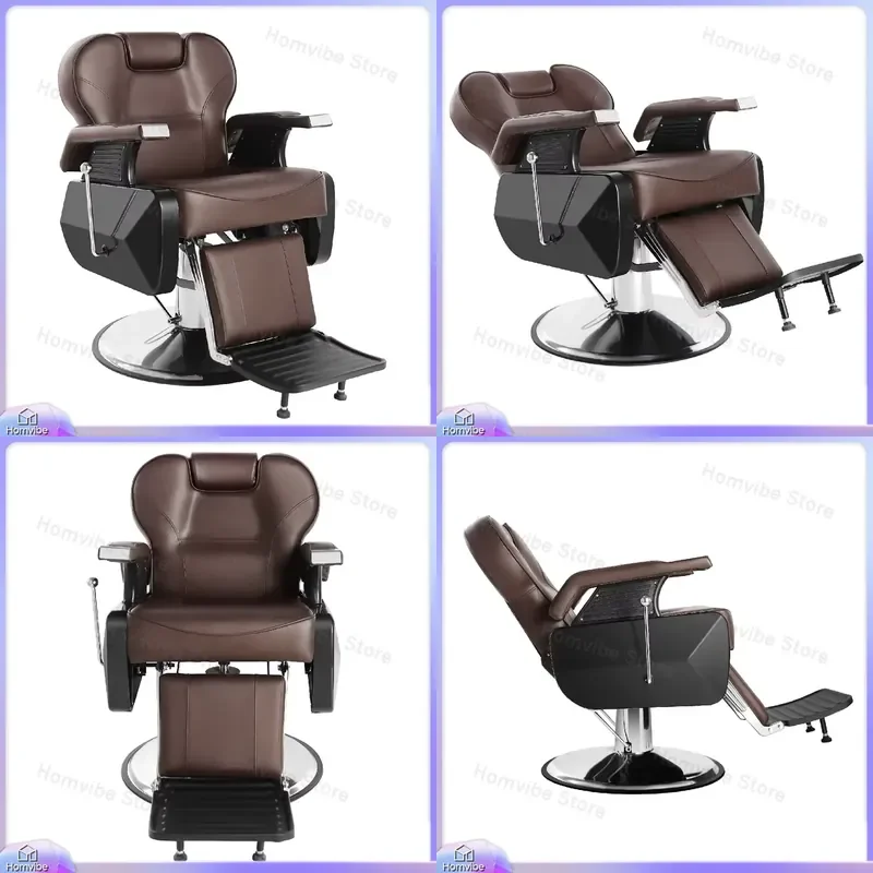 Modern Hydraulic Barber Chair for Hair Salon Rotary Salon Furniture Brown Barber Shop Chair Professional Styling