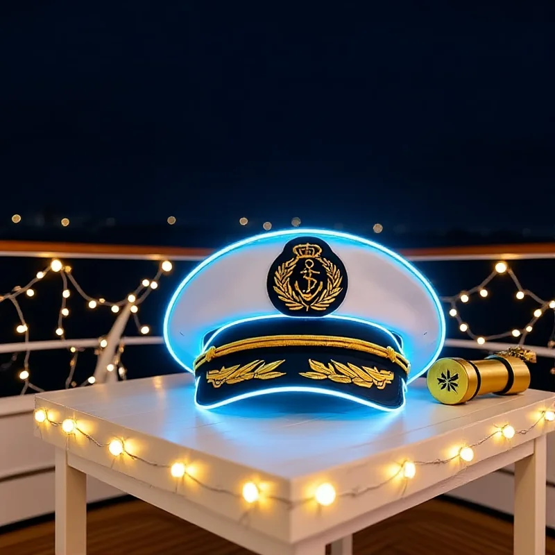 Glowing Hat New  Performance Stage Wheat Embroidery Pilot'S Hat For Role-Playing Ledfestival Partyrole-Playing Led