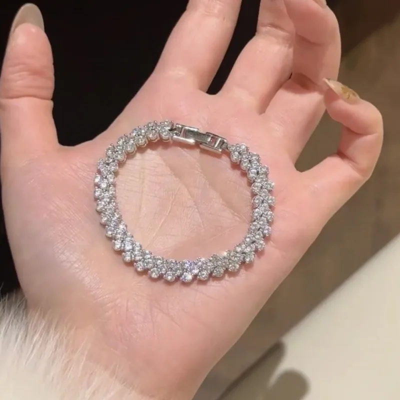 Elegant Love Roman Diamond Crystal Bracelet for Women 2026 Summer New Light Luxury Niche High End Jewelry Gift Her Anniversary