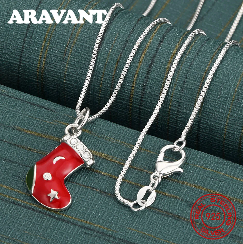 

925 Sterling Silver Red Socks Pendant Necklace, Fresh And Elegant Design, Women'S Engagement Jewelry