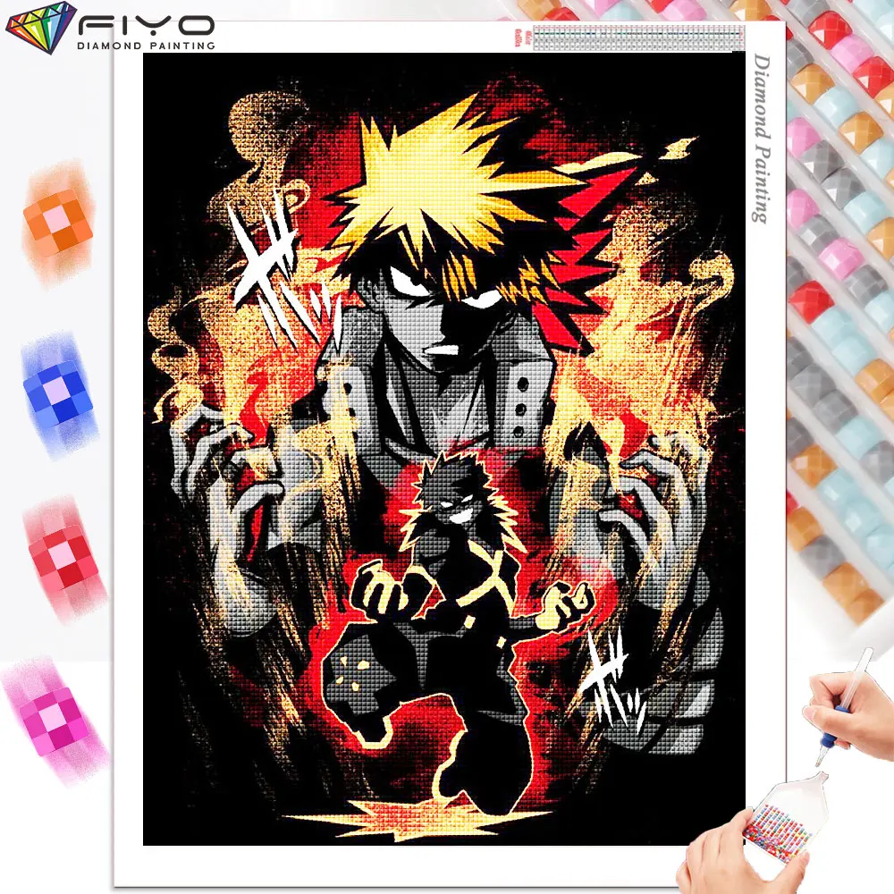 5D DIY Diamond Painting My Hero Academia Anime Bnha Deku Manga Diamond Embroidery Cross Stitch Mosaic Home Decor Kids Gift