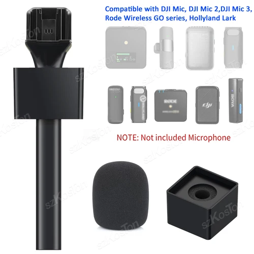 Micrófono Lavalier inalámbrico, palo de mano para DJI Mic2 Mic3 Rode, adaptador de soporte de mango de micrófono GO inalámbrico para YouTube TikTok Live