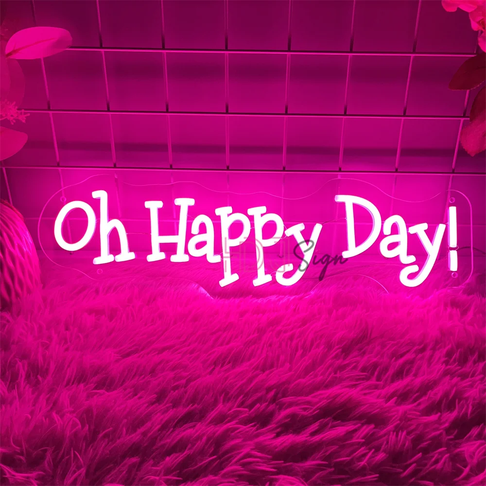 

OH Happy Day Неоновая светодиодная вывеска Настенная подвеска Спальня Украшение игровой комнаты Неоновые вывески Светодиодные фонари USB Комната Вечеринка Бар Декор Вывески