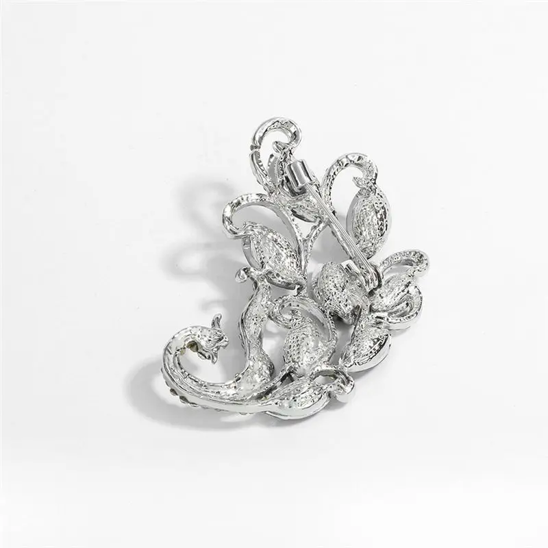 Stable- Crystal Flower Brooch Rhinestone Pin Romantic Wedding Bride Large Brooches for Woman Jewelry Clothing Decoration Gift A
