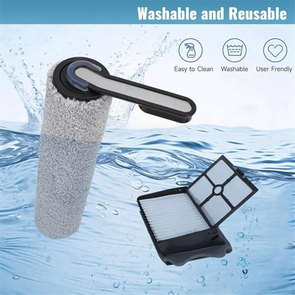 For Floor ONE S5 Cordless Wet Dry Vacuum Cleaner Replacement Parts Brush Roller and HEPA Filter