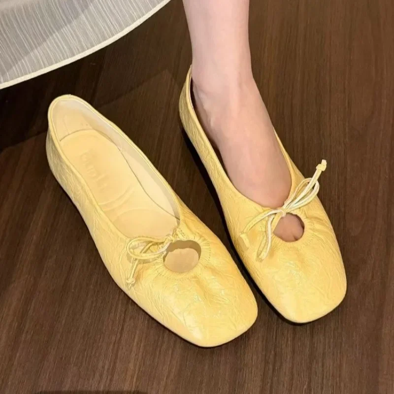 Luxuriöse modische Schmetterlingsknoten-Damenschuhe, flache Damen-Slides, flache Ballerinas, Tanzschuhe für Damen