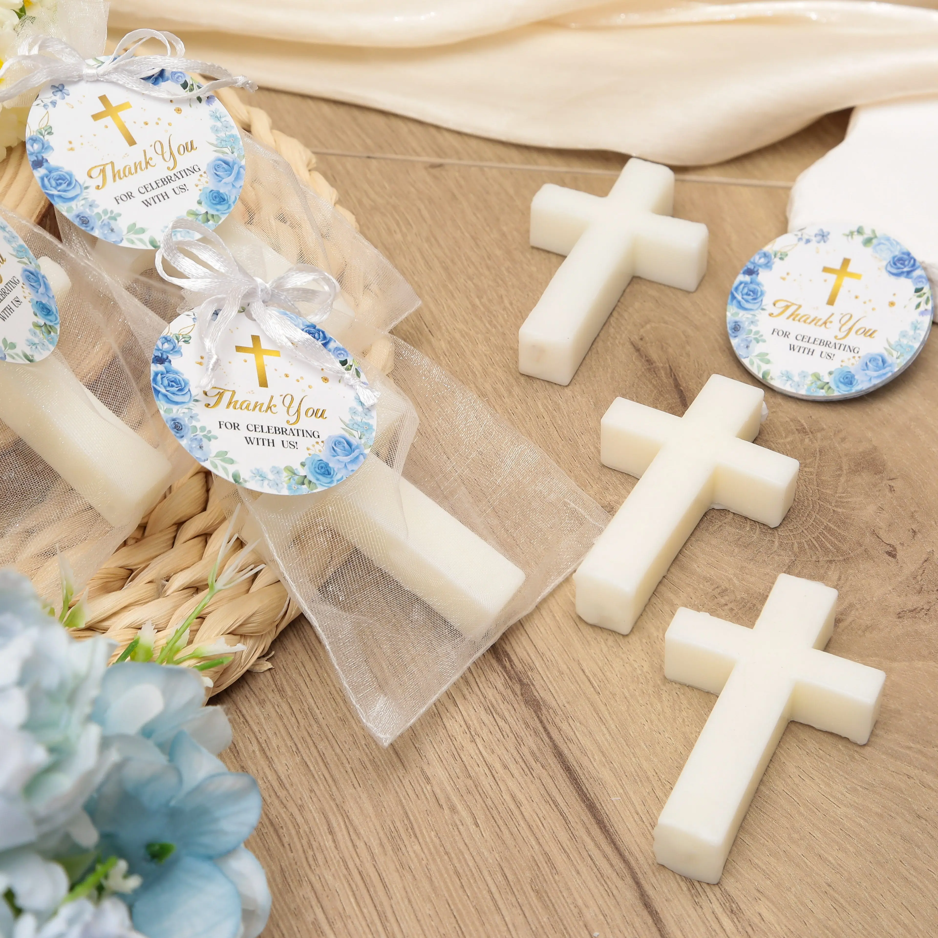 10-teiliges Kreuzkerzen-Geschenkset, perfekt für Taufgeschenke, Erstkommunionpartys, religiöse Veranstaltungen, Promi-Frühlingssaison