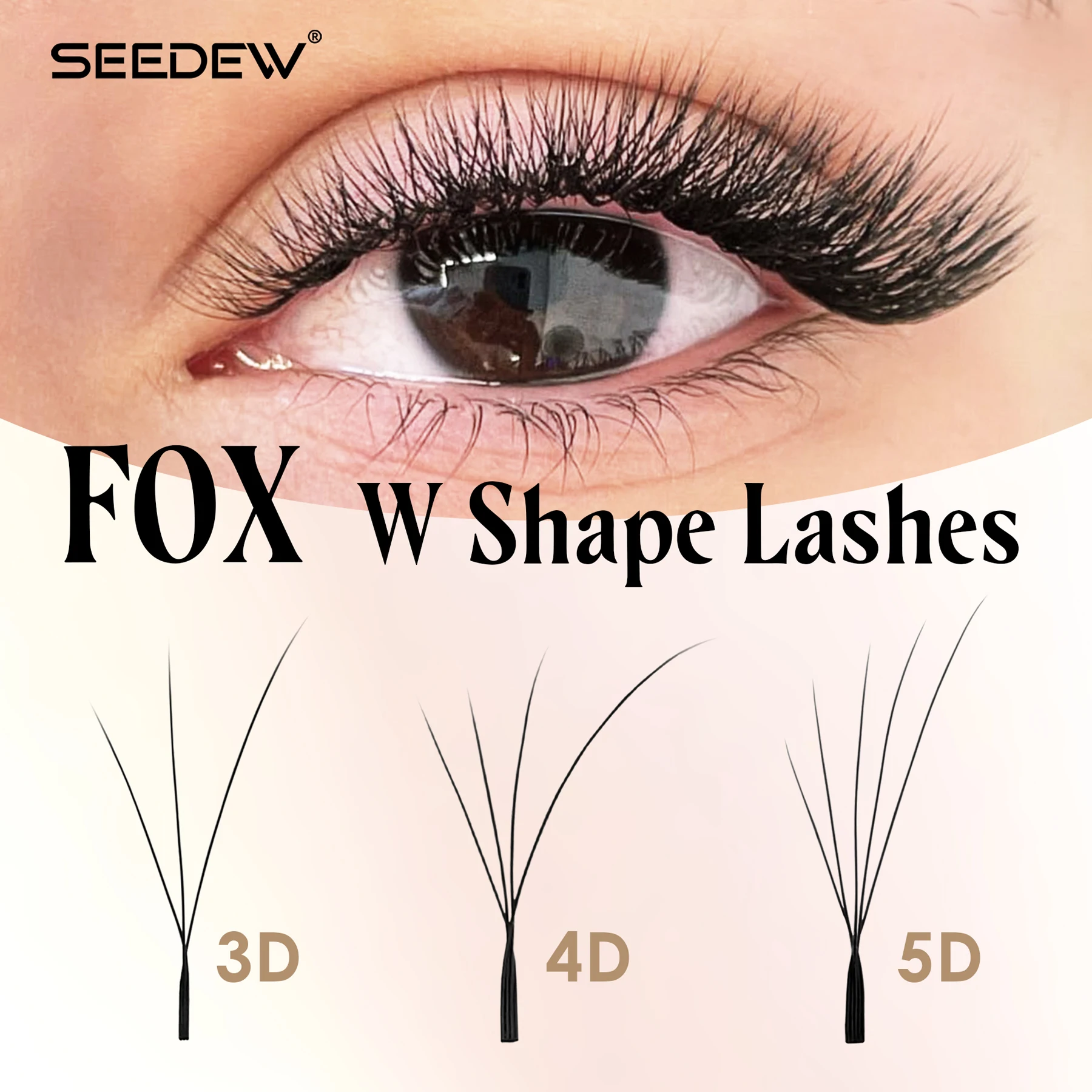

SEEDEW W Lashes Fox 3D 4D 5D Eyelash Extension W-Shaped Volume Soft Eyelashes Cat Eye Lashes
