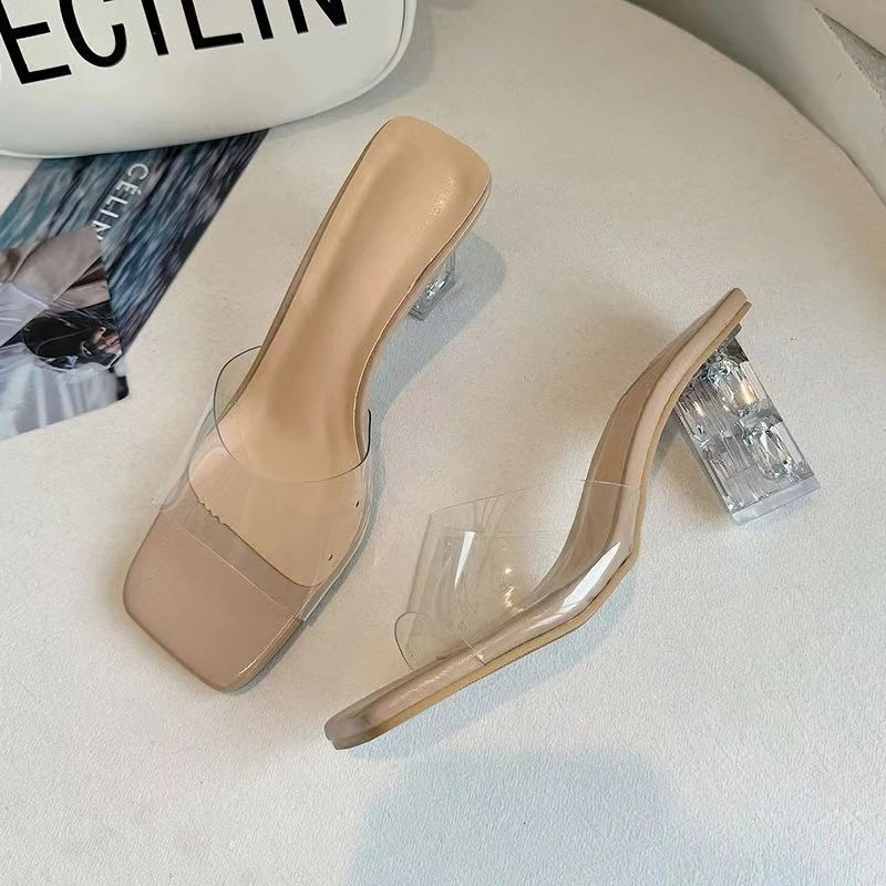 Women's Transparent High Heel Shoes Exquisite Sexy Open Toe Slippers Minimal Elegant Daily Versatile Ladies Sandals