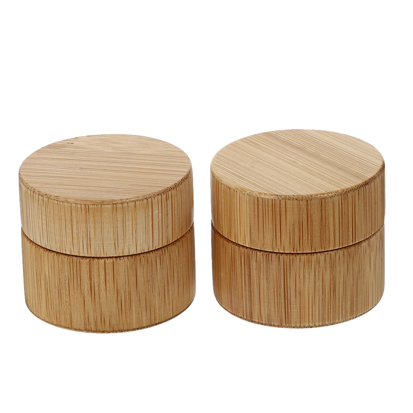 

2 Pcs Bamboo Cream Jar Empty Sub Bottle Lotion Refillable Cosmetics Container Portable Holder Face Travel