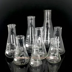 Laboratory 50ml to 1000ml High borosilicate Glass Flask Chemical experiment conical triangular Bottle