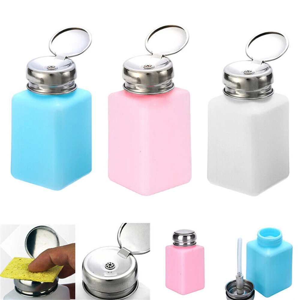 

200ML Nail Press Bottle Liquid Alcohol Gel Polish Holder Portable Acrylic Gel Polish Cleaner Remover Dispenser Duck Pump Tools