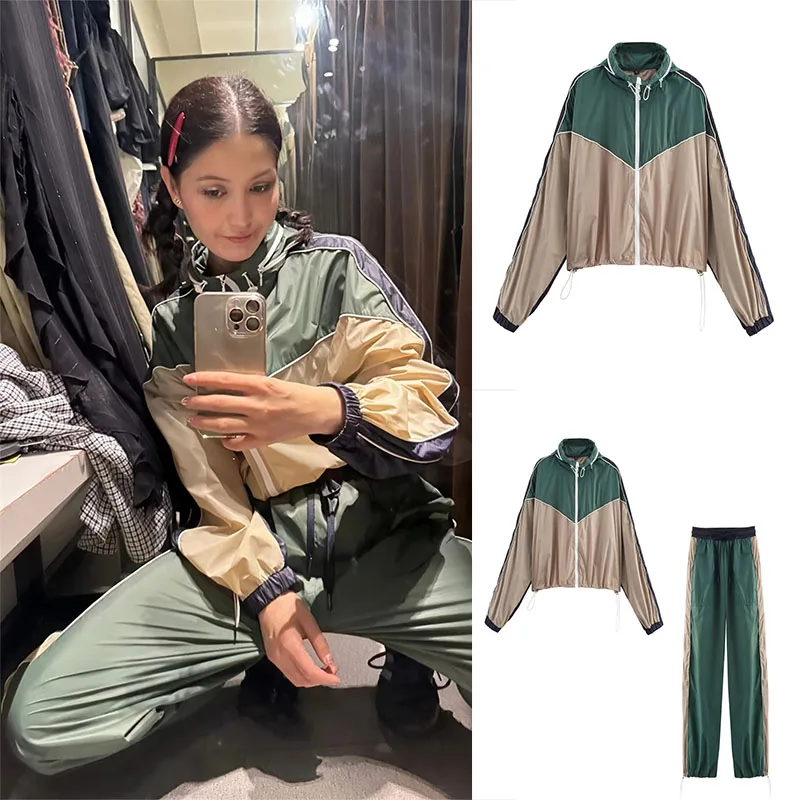 Guobioziy Women's Ensemble 2026 Spring and Autumn Collection featuring a colorful zipper design and British casual fashion style