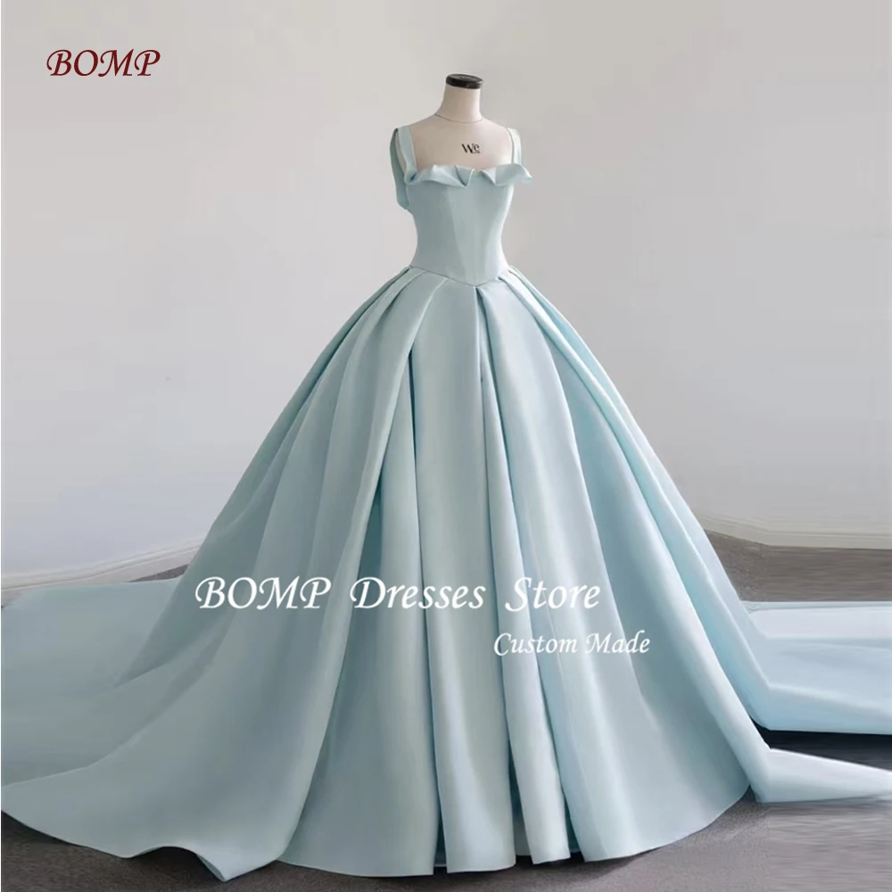 

BOMP Court Long Train Evening Dresses Customized Wide Straps Women Party Dress Formal Occasion Gowns Vestidos de fiesta