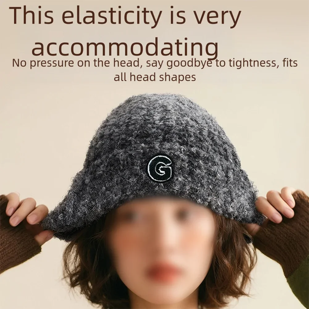 

Hat For Winter Fluffy Winter Hat Knitted Hat Autumn Style 3D Felt Logo Double-layer Edge Elastic Fit For Head Shapes