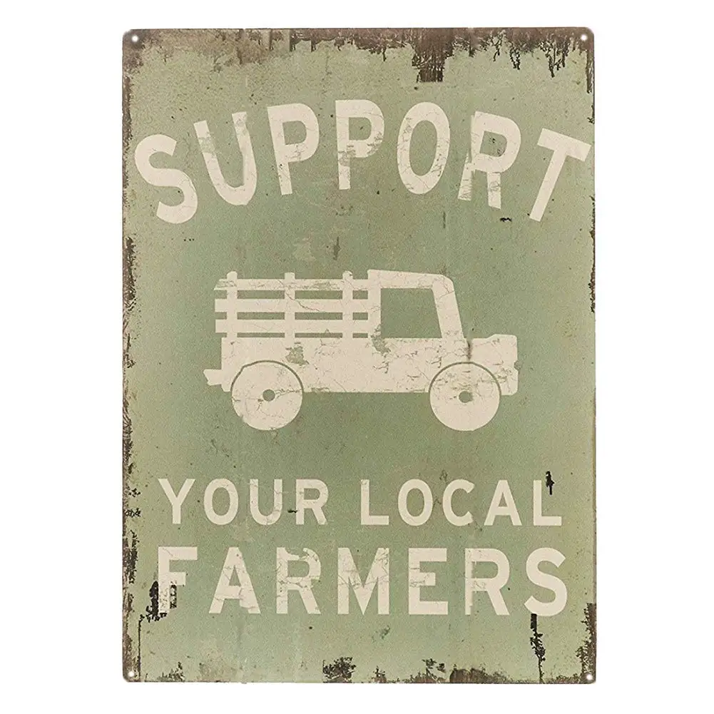 New Tin Sign Metal Sign Support Your Local Farmers Funny Truck Coffee Cups Vintage Bar Poster Style Pub Bar Decor for Outdoor &a