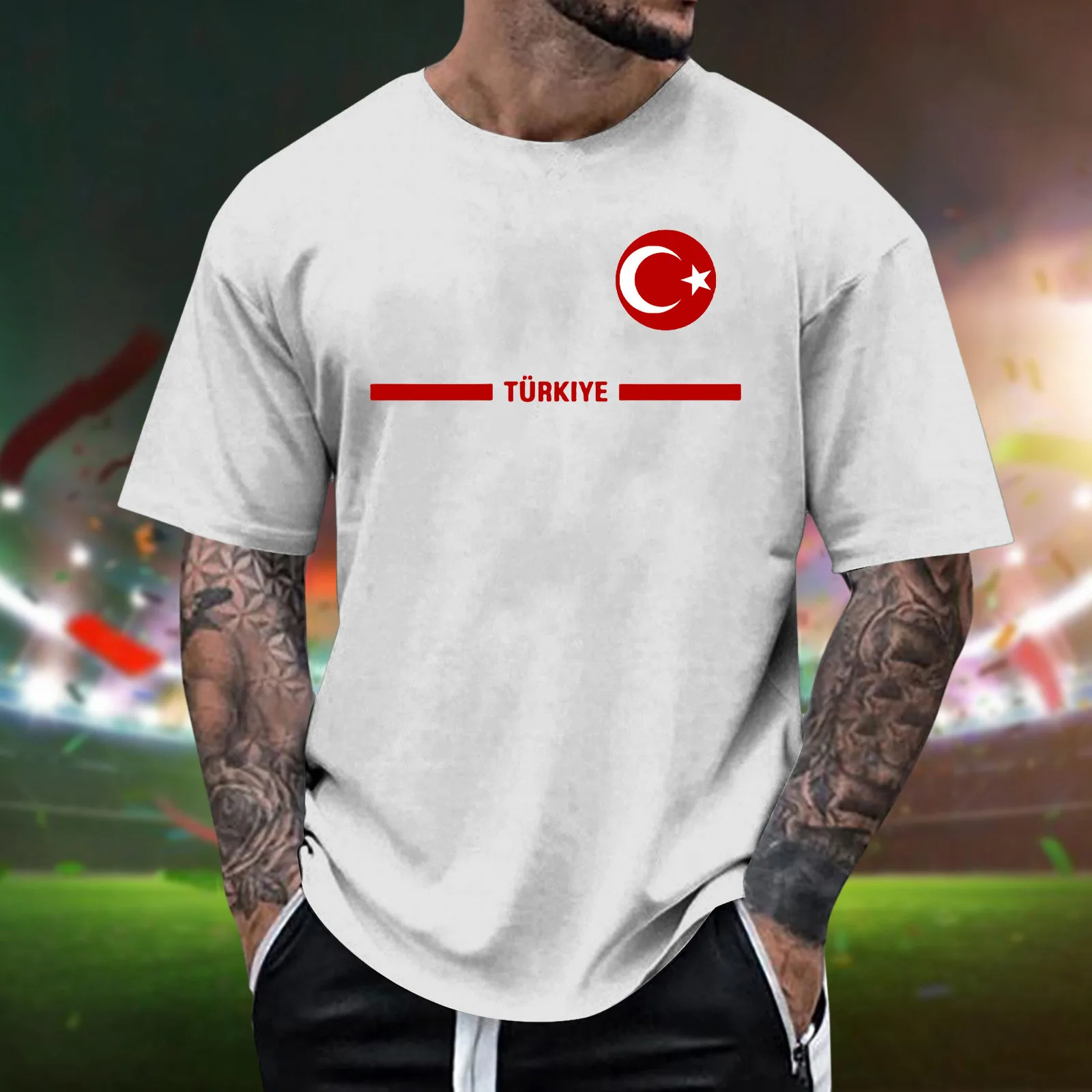 Turkish Flag Print T-Shirts Men\'s 2024 New Casual Summer Turkey Tee Shirts Printed Short Sleeve O-Neck T-Shirt Male Top Tee