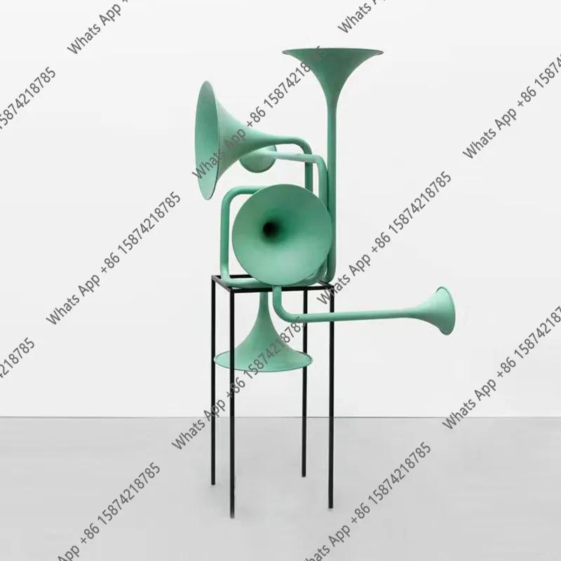 Simple modern stainless steel horn ornament art installation hall floor model room metal sculpture soft decoration