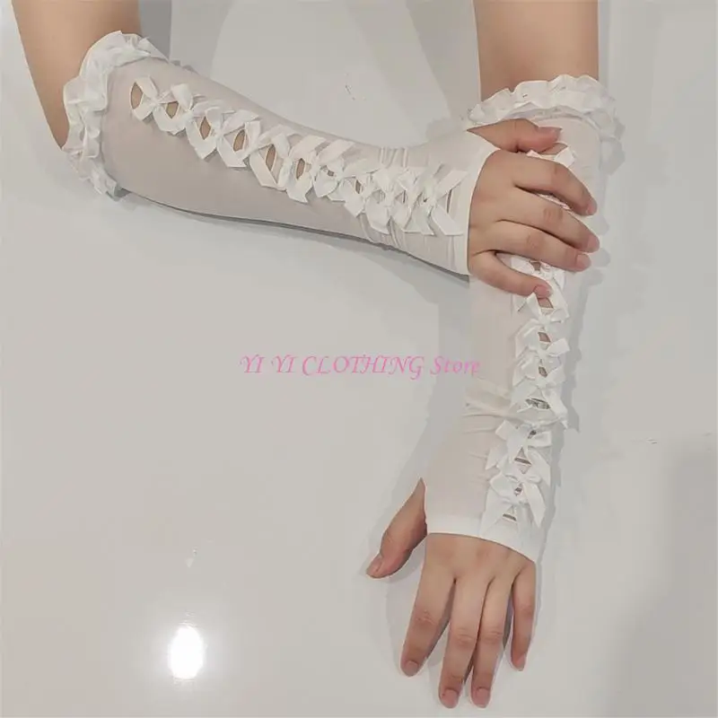 N5KF tay áo thanh lịch thanh lịch Bowknot Bảo vệ chống nắng cho hoạt động ngoài trời