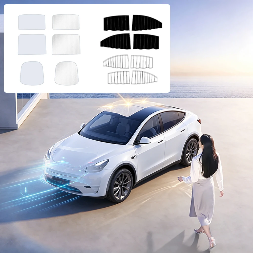 Skylight Sunshade For Tesla Model 3 Highland Model Y Juniper Ice Crystal Heat Insulation Glass Front Rear Sunroof Sun Visor