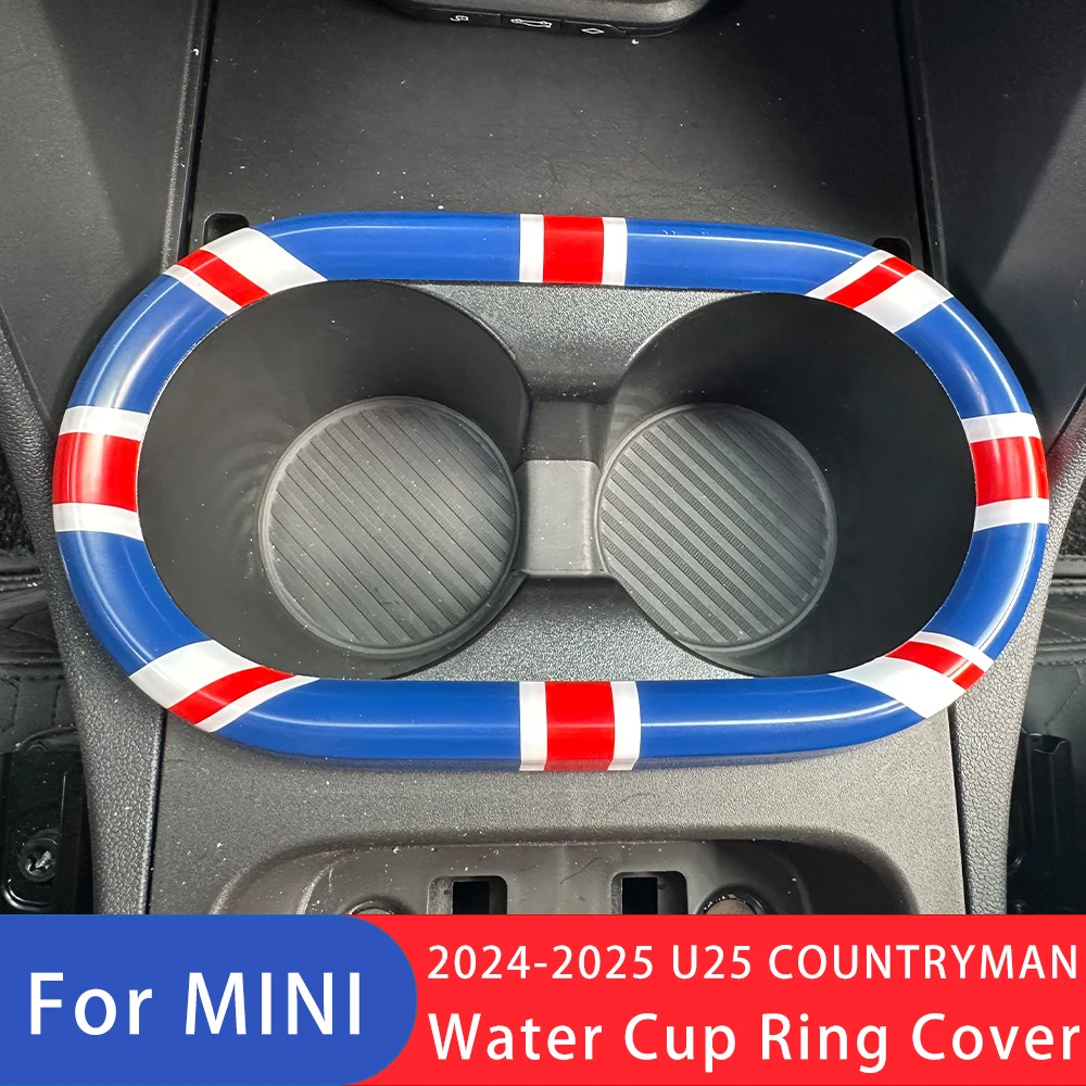 For Mini Countryman U25 2024 2025 Car Central Control Water Cup Holder Decorative Ring Car Stickers Cover Accessories
