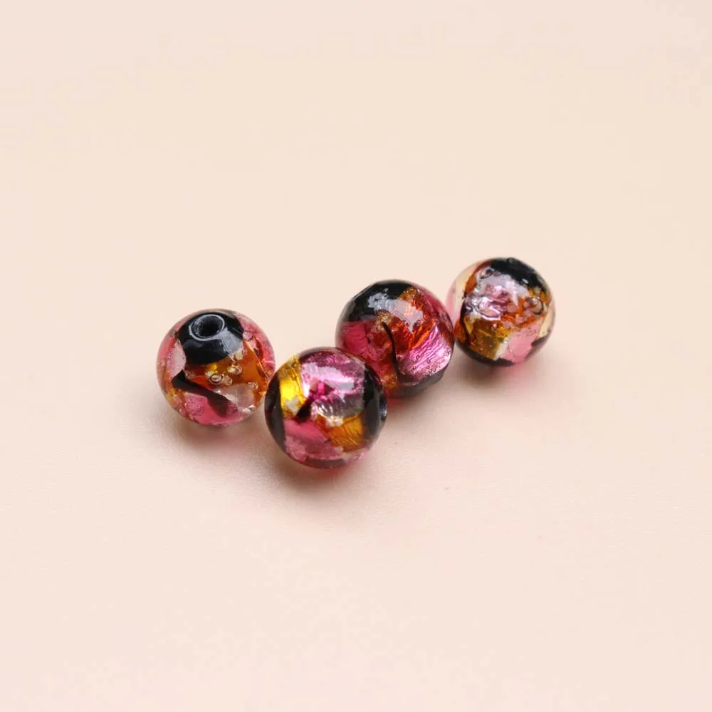 10pcs 8mm Pink Yellow Lampwork Glass Foil Beads Luminous Lampwork Beads Glow in Dark for Bracelet Necklace  jewelry  Making