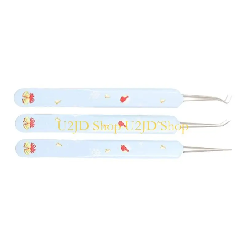 U2JD 3 Pcs Facials Blackhead Remover Tweezers Pimple Popper Tool Kits Makeup Tool