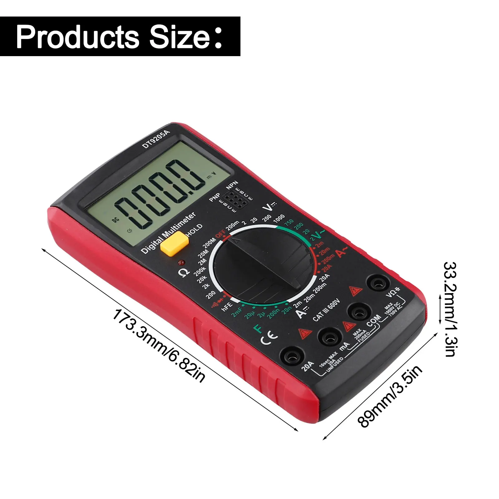 DT9205A Household Measurement Tool Multifunctional Digital Multimeter with Retractable Stand and Energy Saving Features