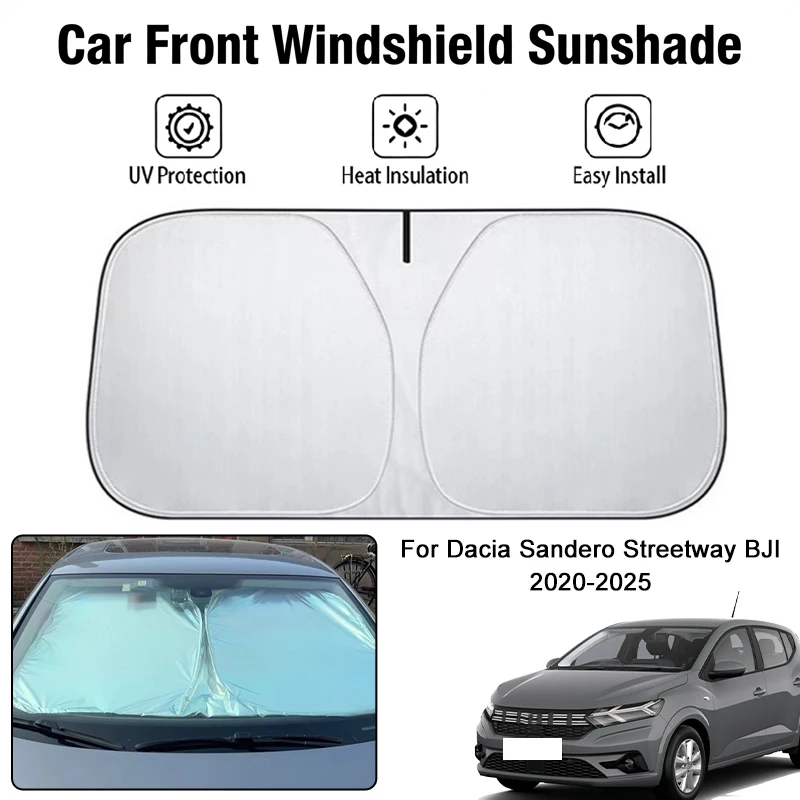 

Солнцезащитный экран на лобовое стекло автомобиля для Dacia Sandero Streetway BJI 2020-2025: защита от УФ-излучения и теплоизоляция, автоаксессуары