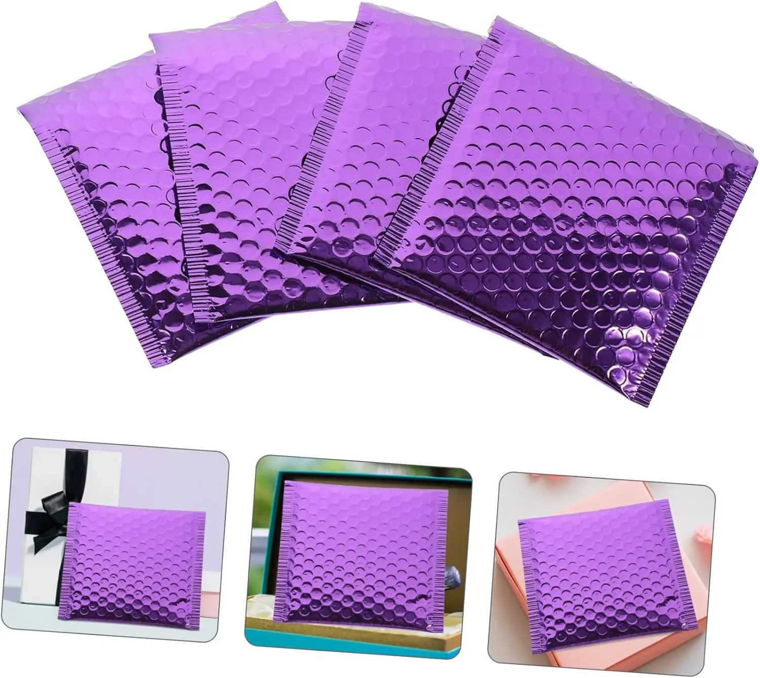 Laser Purple 100pcs Small Business Supplies Purple Shipping Packaging Bubbles Bubble Padded Envelopes Bags to Pack Products