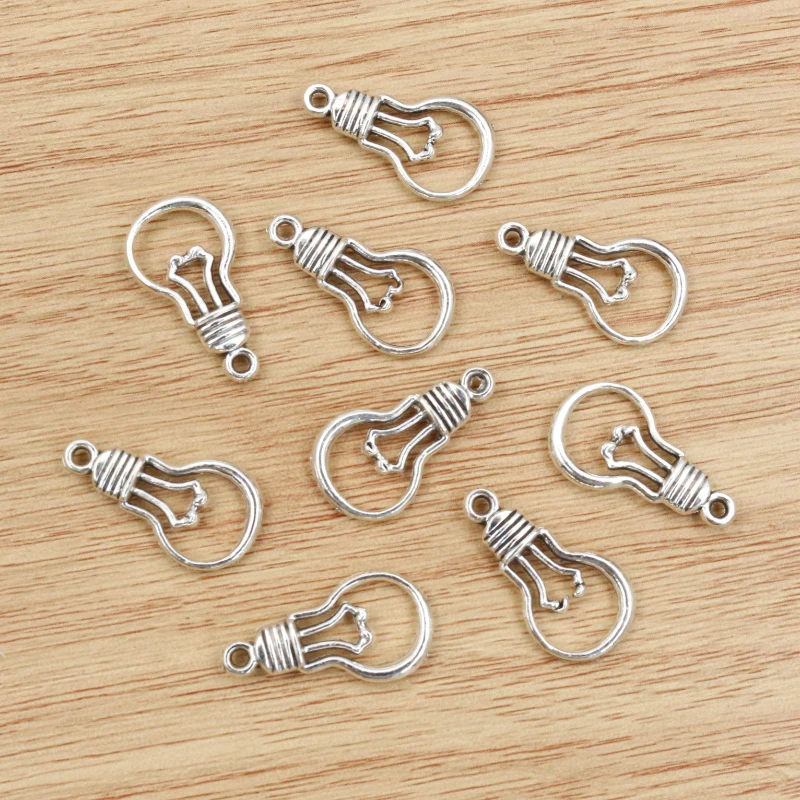 20pcs Light Bulb Charms Pendant 2 Sizes Alloy Metal DIY Jewelry Making Accessories for Necklace Earrings Supplies view 6