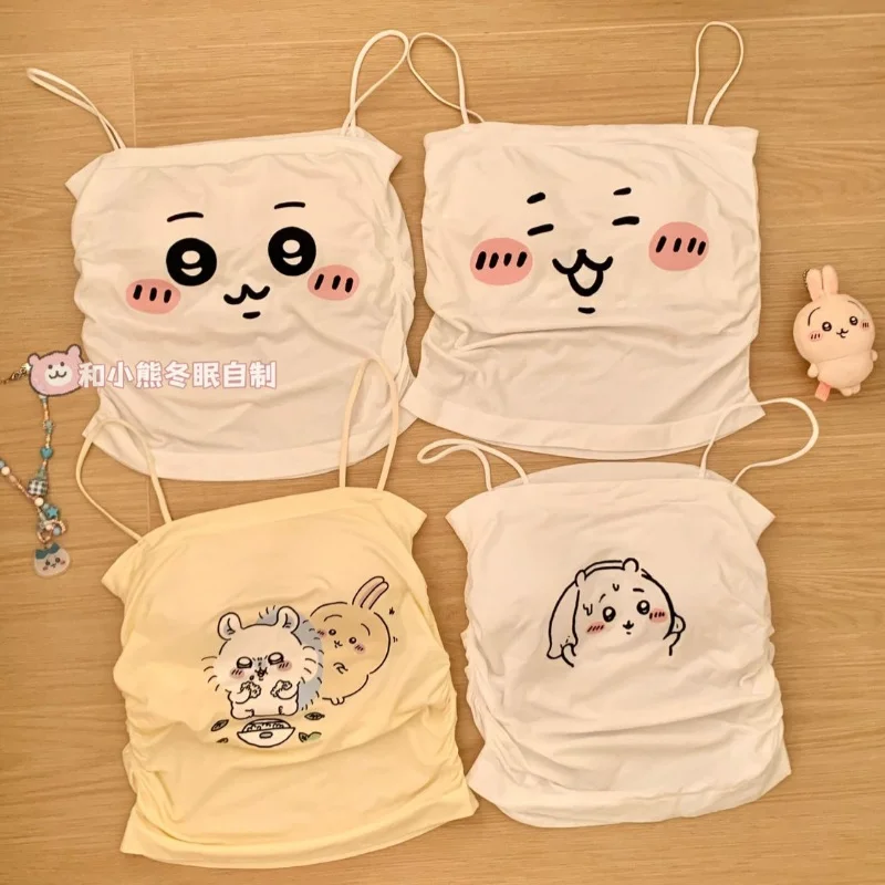 

Miniso anime cartoon chiikawa hachiware usagi sexy cute camisole female hottie short slim stretch top girl student birthday gift