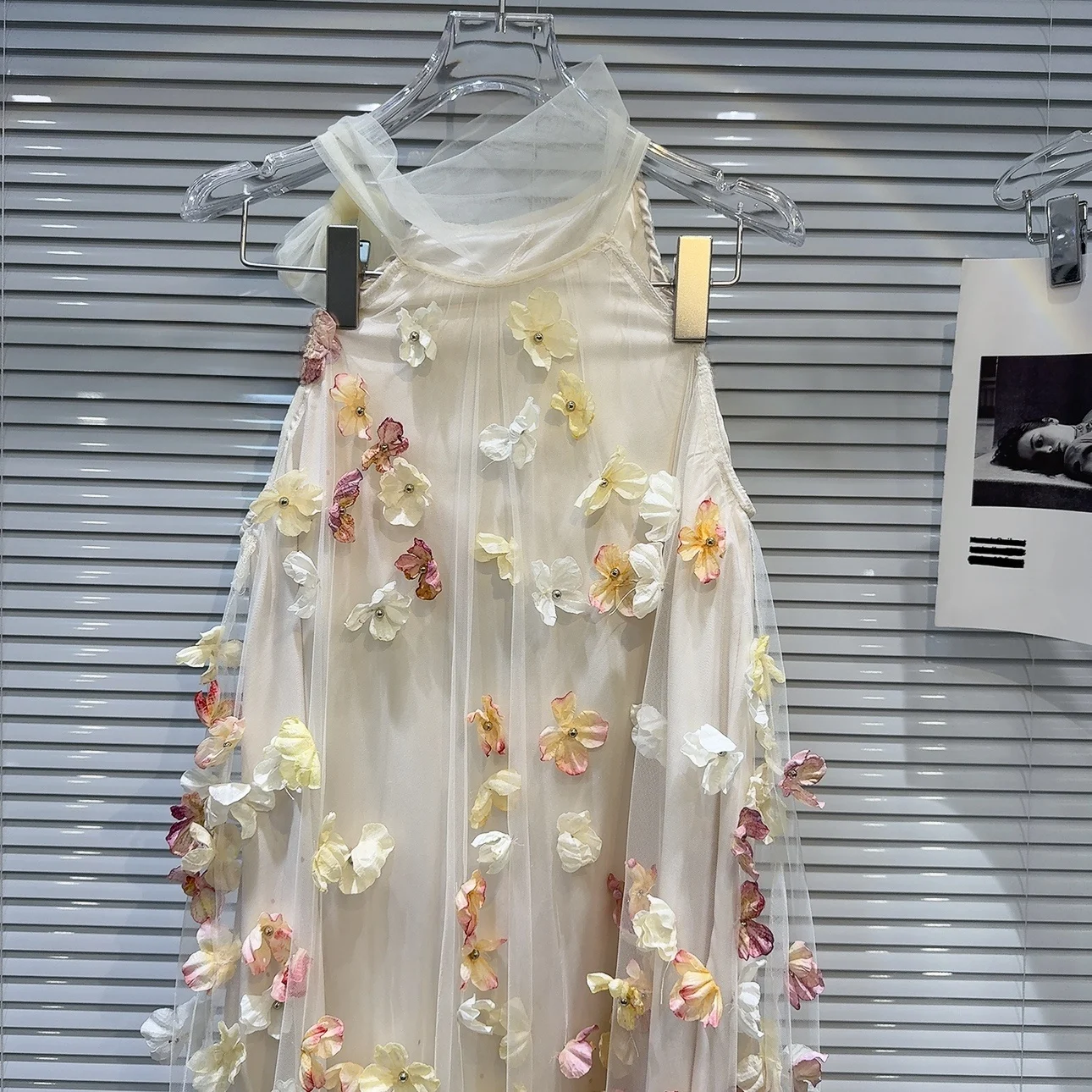 صيف 2025 عصري ثلاثي الأبعاد زهرة السقوط الحلو Sle المرأة Dr Ne ثوب معلق Svel تنورة طويلة Bal #2