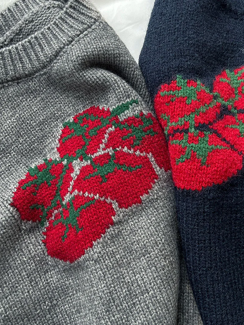 トマト ラウンドネック 秋 ふわふわ 若返りニットセーター