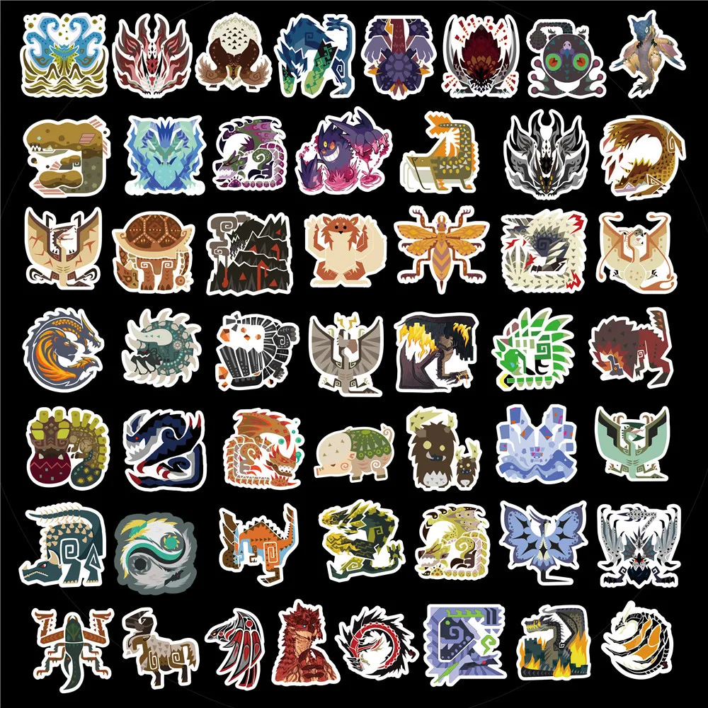10/30/50/100 Stück neue Monster Hunter Graffiti-Aufkleber, wilde und furchteinflößende Fahrradkessel, Fenster, Wand, Wasserbecher, Trolley, beliebt – Detail 12