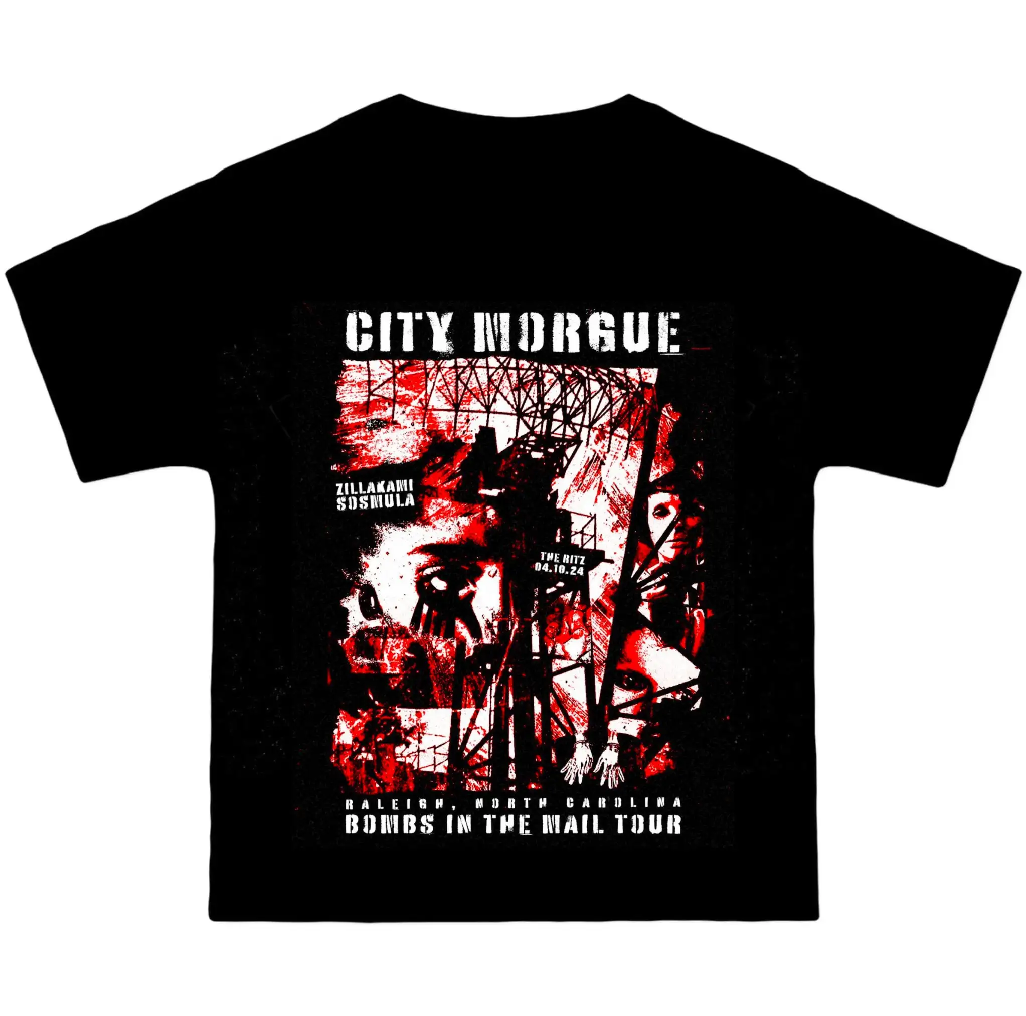 City morgue my bloody america bombs in the mail heavyweight black tee shortsleeve shirt