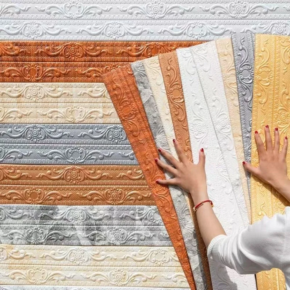 1 Roll Waterproof Ceiling Decoration Strip Antifouling 3D Wall Trim Line Self-Adhesive Easy Installation Wall Sticker