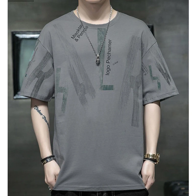 

Fashion O-Neck Short Sleeve Printed Letter T-Shirts Men's Clothing 2024 Summer New Loose Casual Tops Young Style Tee Shirt