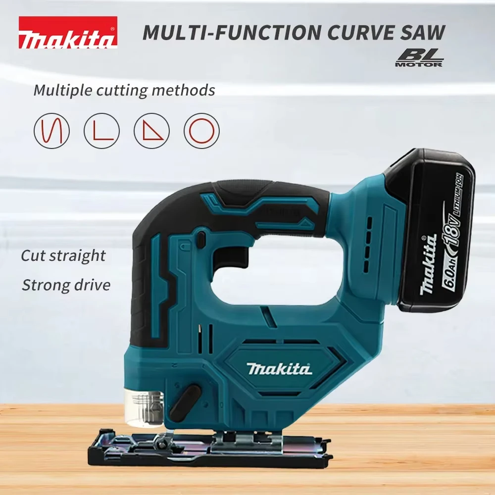 Imagem -03 - Makita Djv182z 340w Serra de Vaivém sem Escova sem Fio Elétrica Curvada Serra de Vaivém Portátil Multifuncional Ferramenta Elétrica de Carpinteiro