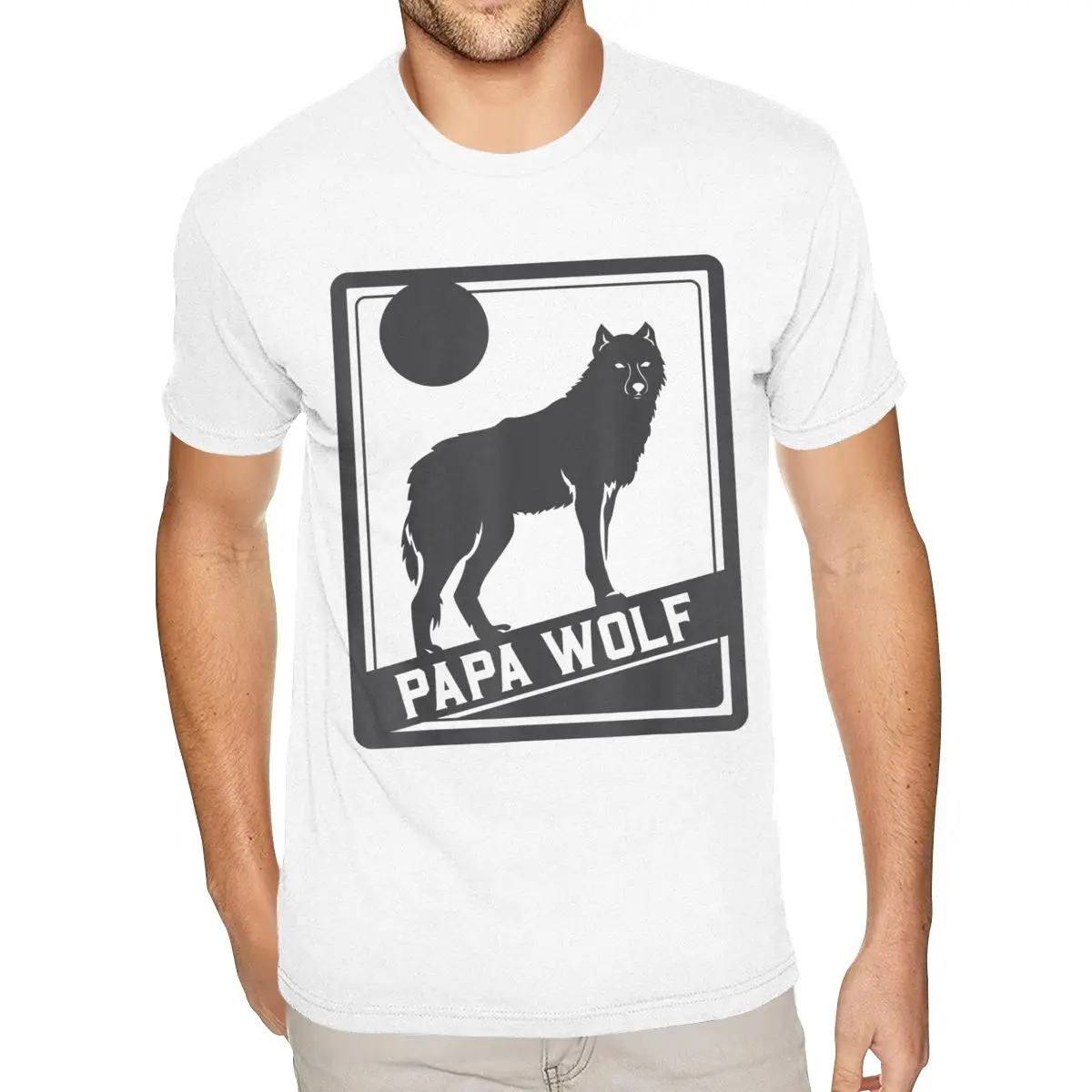 

Short Sleeves Crew Neck Cotton Mens Wolf Pack Family Dad Papa Wolf Tee-Shirt Cheap Mens Mens S TeeShirts