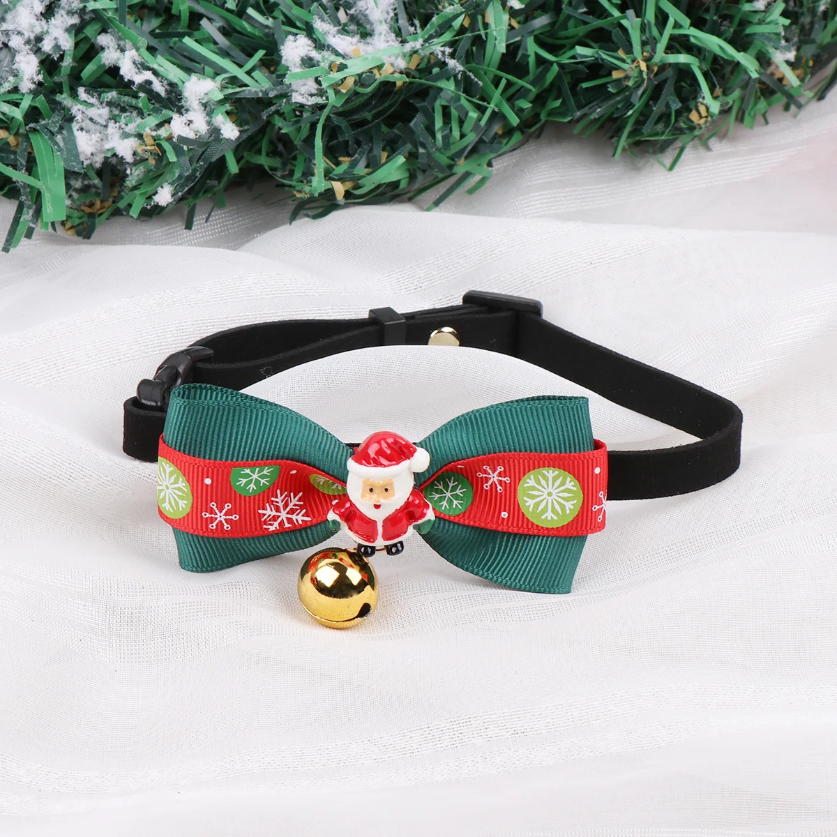 

Christmas Pet Collar Adjustable Bow-Knot Bell Necklace Festive Design Medium Size Cat Dog Collar Simple Bell Necklace