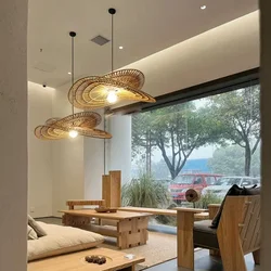 Nordic Wabi-sabi Pendant Light Rattan Hand-woven Lamp Restaurant Home Decor Bedroom Living Room Creative Dining Room Chandeliers