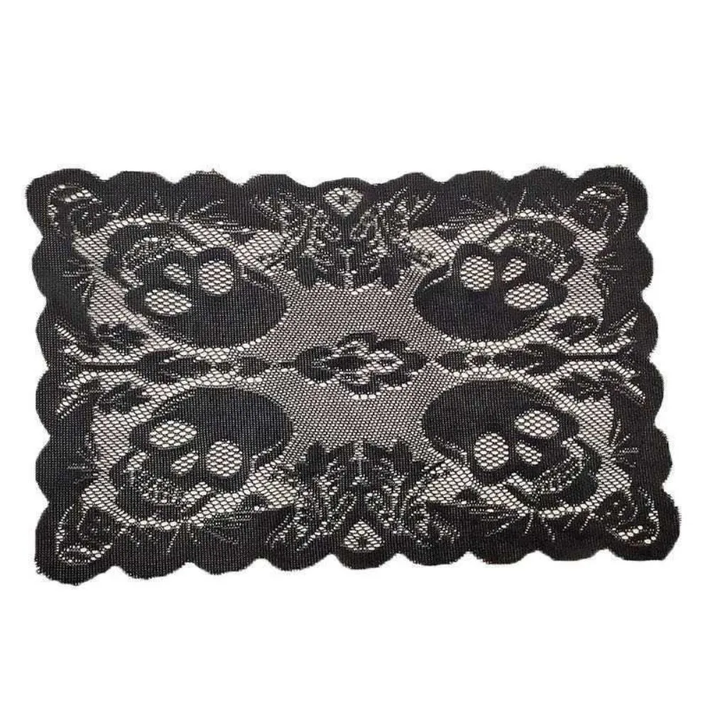 Gothic Style Halloween Placemats Spider Web Skeleton Bat Table Napkins Heat Insulation Decoration Lace Table Mat
