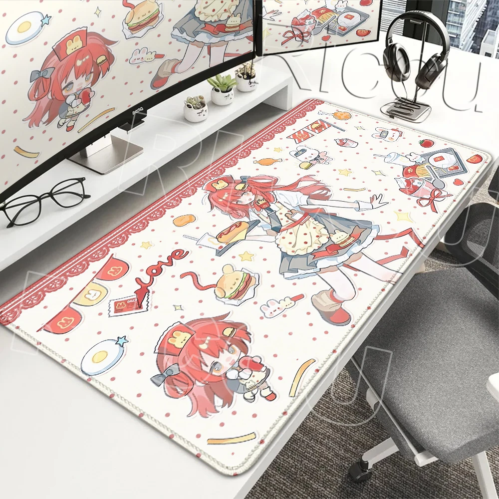 Anime Pretty Angel Girls Mouse Pad Notebook Pc Computer Keyboard Professional Mouse Pads Gamer Cabinets HD Printing XXL Red Rugs