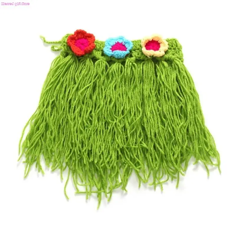D0JC Baby Photo Clothes Crochet Costume Headband Corsage Newborn Skirt Photo Set